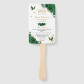 Éventail Quinceañera Emerald Green Floral Events Programme (Devant)