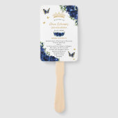 Éventail Quinceañera Royal Blue Floral Events Programme (Devant)