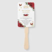 Éventail Quinceañera Vibrant Red Floral Events Programme (Devant)