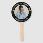 Éventail Quote 2 Photo Black and Gold Modern Graduation (Dos)