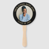 Éventail Quote 2 Photo Black and Gold Modern Graduation (Dos)