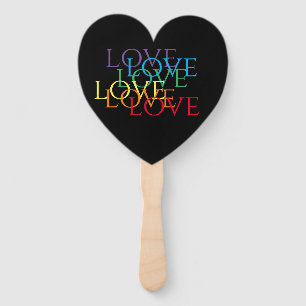 Éventail RAINBOW LOVE II Coeur forme ventilateur main
