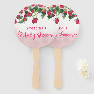 Éventail Raspberry Sweet Watercolor Girl Baby shower
