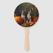 Éventail Rat Terrier Chiot Automne Citrouille délice (Devant)