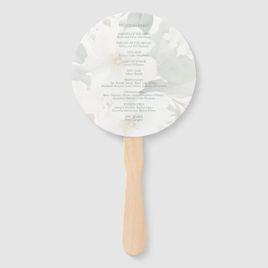 Éventail Recouvrement blanc | Mariage d'aquarelle florale (Dos)