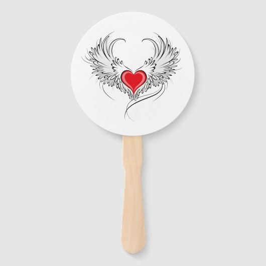 Éventail Red Angel Coeur avec ailes (Dos)