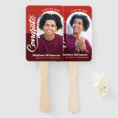 Éventail Red Congrats Grad 2 Photos Arch Bold Script Retro (Devant et derrière)