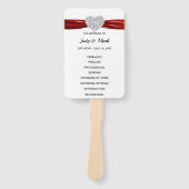 Éventail Red Diamond Heart Wedding Programme (Devant)