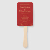 Éventail Red Gold Cherry Blossoms Fan Wedding Programme (Devant)