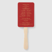 Éventail Red Gold Cherry Blossoms Fan Wedding Programme (Dos)