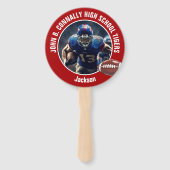 Éventail Red High School Football Player Photo Parent (Dos)