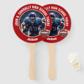 Éventail Red High School Football Player Photo Parent (Devant et derrière)