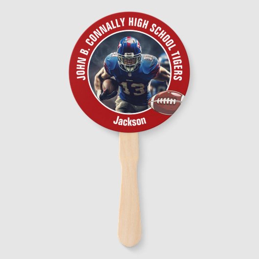 Éventail Red High School Football Player Photo Parent (Devant)