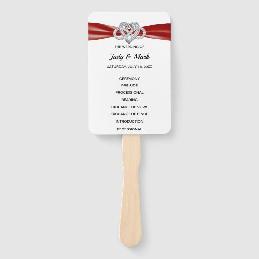 Éventail Red Infinity Heart Wedt Programme Fans (Devant)