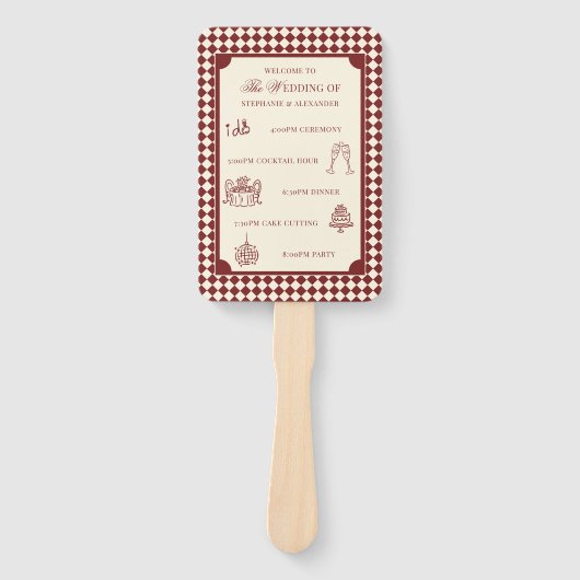 Éventail Red & Ivory Old Money Wedding Program Itinerary (Devant)