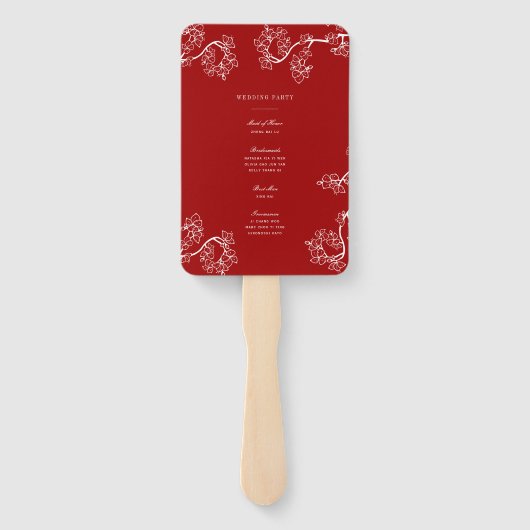 Éventail Red Plum Blossoms Double Happiness Wedding Program (Dos)