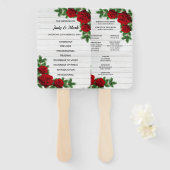 Éventail Red Roses & Pine Branch Programme de mariage de No (Devant et derrière)