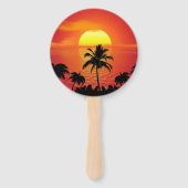 Éventail Red Sun Tropical Palm Beach (Dos)