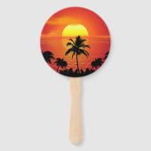 Éventail Red Sun Tropical Palm Beach (Devant)
