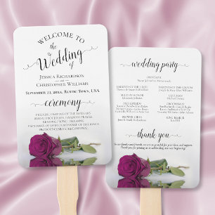 Éventail Reflet Magenta Rose Élégant programme de mariage