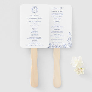Éventail Regency Era Blue Crest Monogramme Programme de mar
