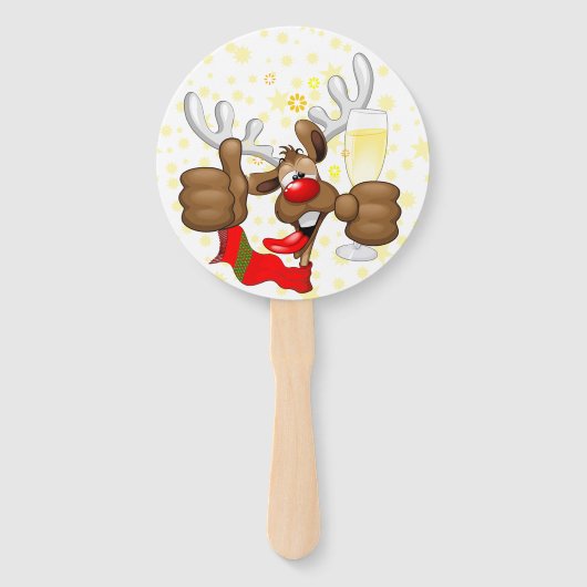 Éventail Reindeer Drunk Funny Caractère de Noël (Dos)
