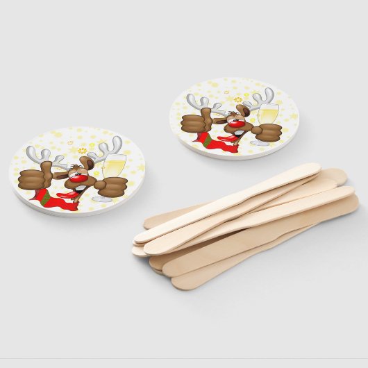 Éventail Reindeer Drunk Funny Caractère de Noël (Non-assemblé)