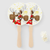 Éventail Reindeer Drunk Funny Caractère de Noël (Devant et derrière)