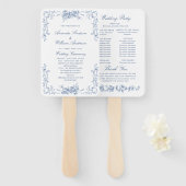 Éventail Renaissance Ornate Blue Mariage Cérémonie Programm (Devant et derrière)