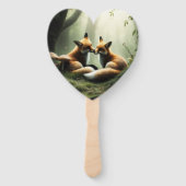 Éventail Renard câlin dans une forêt brumeuse  (Devant)