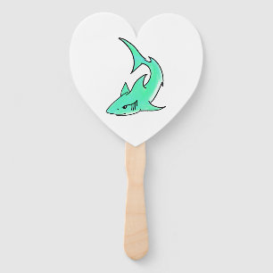 Éventail requin souriant de dessin animé bleu vert océan an