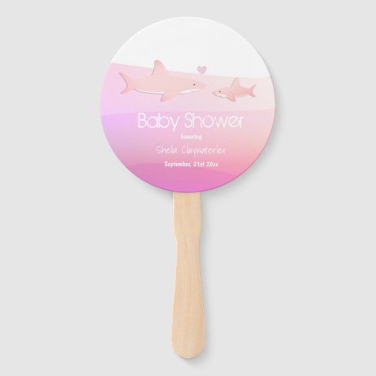 Éventail Requins mignons et rose océan | BABY SHOWER (Devant)