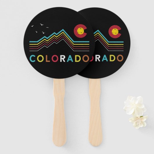 Éventail Retro Colorado Drapeau Rocky Mountain Souvenir (Devant et derrière)