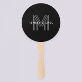 Éventail Retro Moderne Nom/s Monogramme modifiable Noir et 