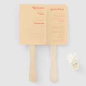 Éventail Rétro moderne | Programme de mariage à la crème or (Devant et derrière)