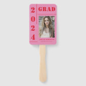 Éventail Retro Pink Red Typography Photo Graduation Party (Dos)