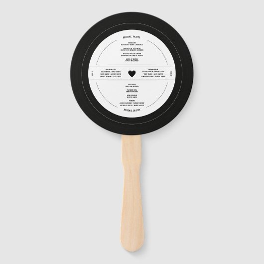 Éventail Retro Vinyl Record Wedding Programme (Dos)