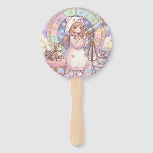 Éventail Rêverie d'ours Astrologie Kawaii Observateur d'éto