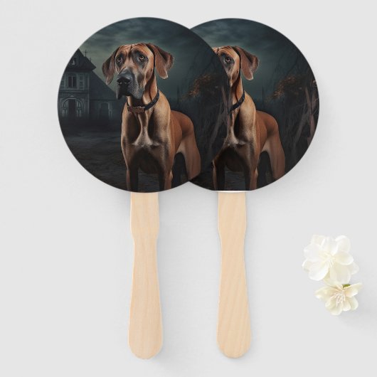 Éventail Ridgeback rhodésien Halloween Épouvantable (Devant et derrière)