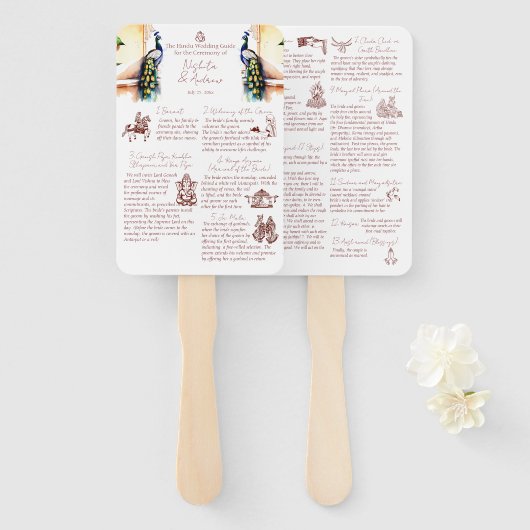 Éventail rituels de mariage hindou paon palais de Jaipur  (Devant et derrière)