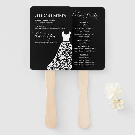 Éventail Robe Mariage en dentelle blanche (Devant et derrière)