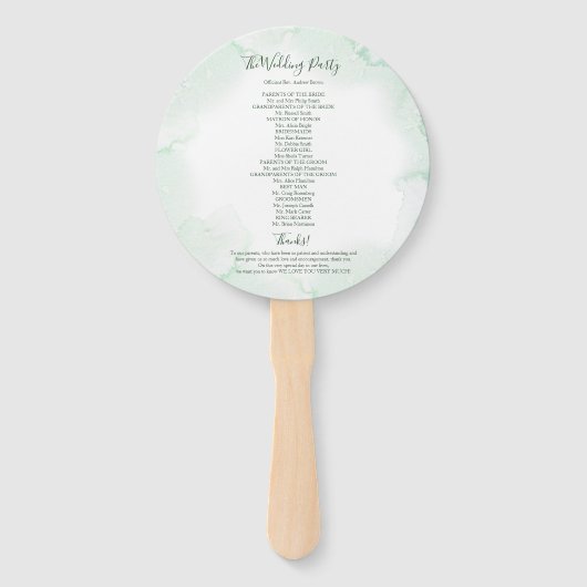 Éventail Romance Greenery Programme de Mariage Mariage (Dos)