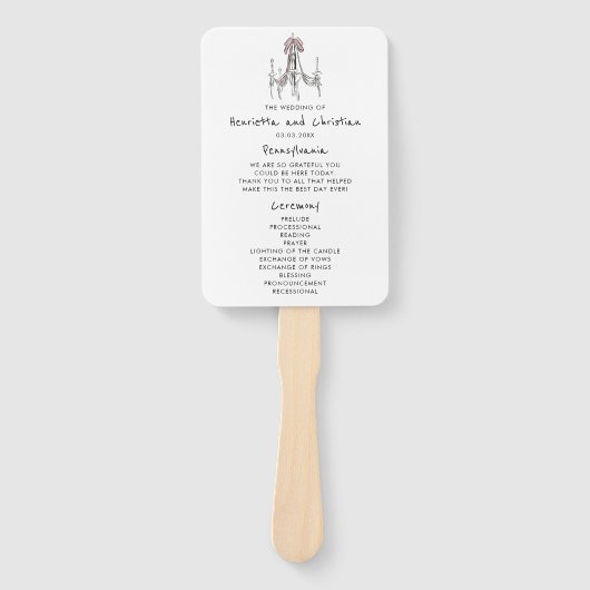 Éventail Romantic Hand Drawn Chandelier Wedding Program  (Devant)