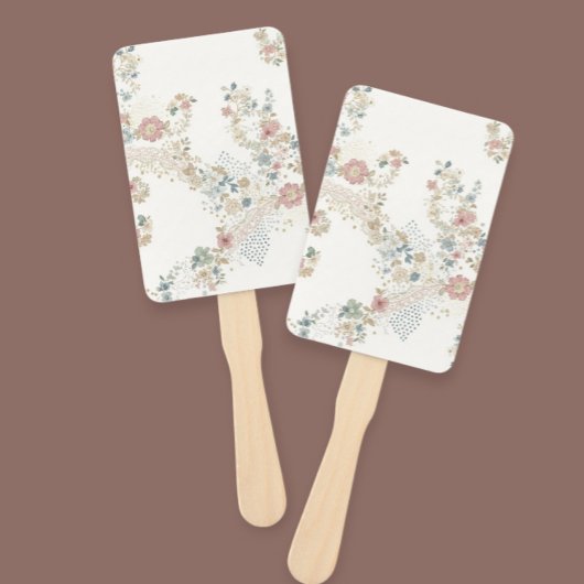 Éventail Romantic Hand Fan with Delicate Flowers