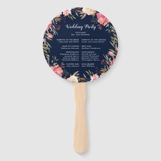 Éventail Romantique Blush Bloom Floral Wedding Programme (Dos)