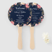 Éventail Romantique Blush Bloom Floral Wedding Programme (Devant et derrière)