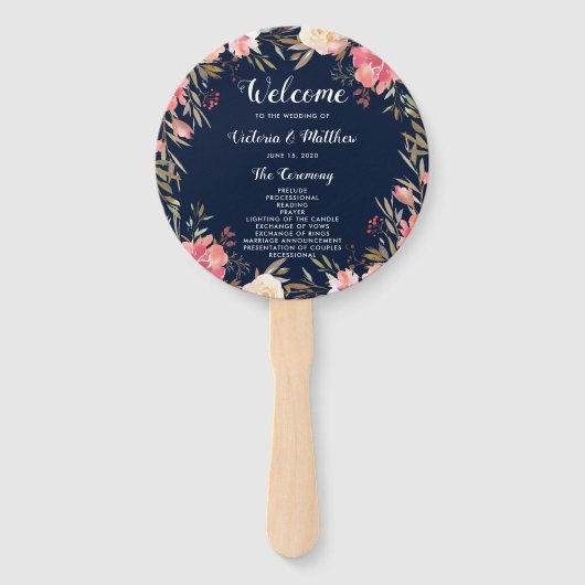 Éventail Romantique Blush Bloom Floral Wedding Programme (Devant)