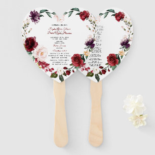 Éventail Romantique Bourgogne rose de mariage floral