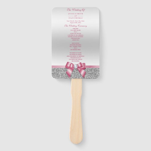 Éventail Romantique Bow rose, programme de mariage de Parti (Devant)