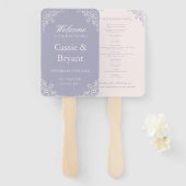 Éventail Romantique Français Lilac Programme de Mariage Vin (Devant et derrière)